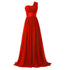 Bridesmaid Dress A Line Chiffon One Shoulder Pleated Back Lace Up Floor Length Wedding Dress
