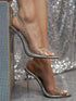 Liyke Crystal Rhinestone PVC Transparent Women Pumps Heels