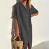 Women's Elegant Summer Shirt Dress Loose Fit Cotton Linen with Pockets