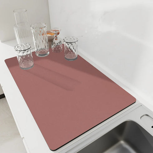Solid Kitchen Super Absorbent Dish Drying Mats Non-Slip Draining Pads Quick Dry Tableware Accessories