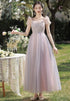 Bridesmaid Dress Floor Length Tulle Ruched Sweetheart Neckline Built In Bra Elegant Party Gown Wedding Dress