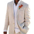 Beige Linen Men Suits Casual 2 Piece Jacket Pants Set for Beach and Summer Events