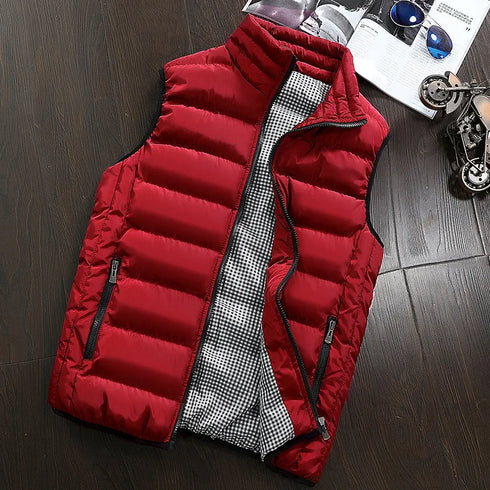 Men's Casual Windproof Sleeveless Vest - Warm Thicken Waistcoat & Down Jacket for Autumn Outdoor Activities