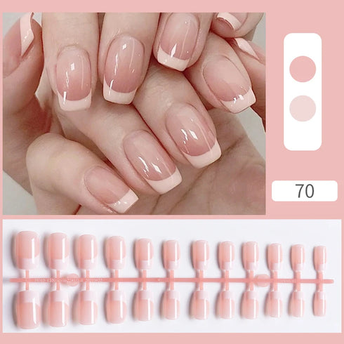 24pcs Glamorous Press-On Nails with Pink Glitter and Nude Finish – Perfect for Summer Nail Art, Trendy False Nails for Women, Full Nail Tips for Any Occasion