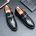 Men's Thick Sole Patent Leather Oxfords - Stylish Slip-On Derby Shoes for Casual and Formal Occasions, Height Increasing Loafers for Ultimate Comfort and Fashion