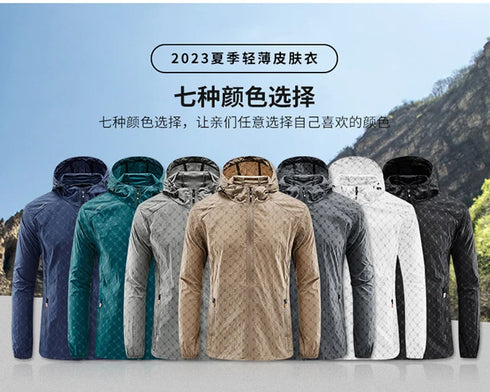 Men's Lightweight Summer Cycling Jacket - UV Protection Windbreaker for Mountain Hiking, Fishing, and Casual Sports with Quick Drying Hooded Design