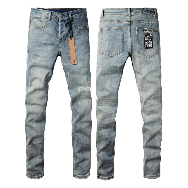 Men Streetwear Fashion Cross Jeans Slim Denim Trousers