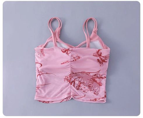 Yoga Bra Women’s Beauty Back Halter One-Piece Chest Pad Sports Crop Top