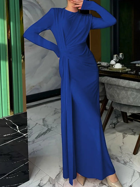 Elegant O-neck Long Sleeve Bodycon Evening Party Dresses