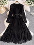 Hepburn Elegant Long Tweed Dresses Women Autumn Party Luxury Robe