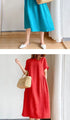 Loose Fit Slimming Cotton Linen Dress for Women Summer Plus Size Mid-Length Skirt