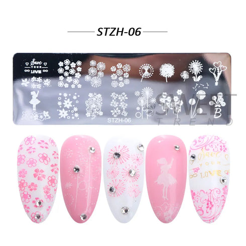 Winter Wonderland Nail Art Stamping Plate with Snowflake, Butterfly, and Rose Leaf Designs - Perfect for DIY Christmas Nail Polish Printing Template Tool