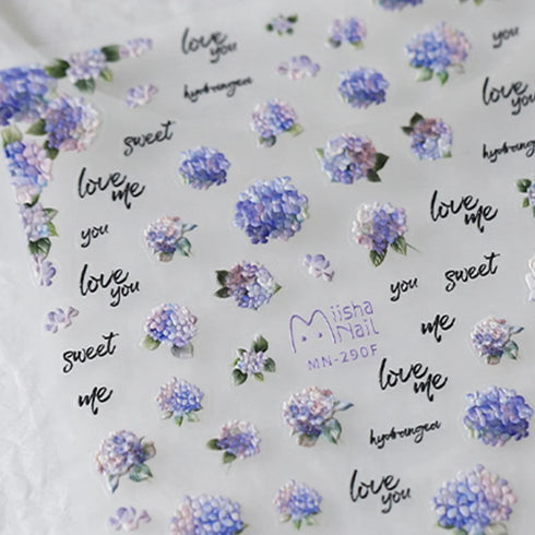 Kawaii Hydrangea 5D Embossed Flower Nail Art Stickers - Self-Adhesive Transfer Decals for Stunning DIY Nail Decoration