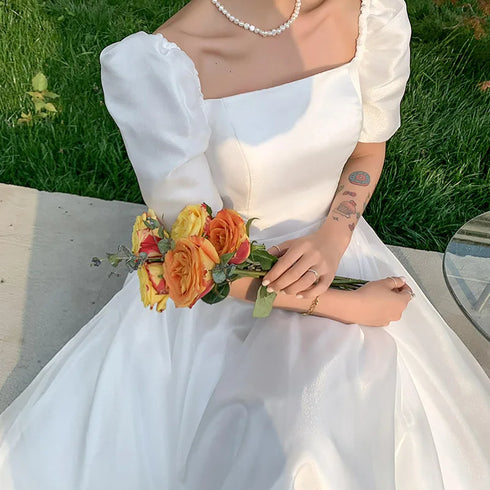 White Sweat Princess Wedding Dress for Banquet Ball Prom