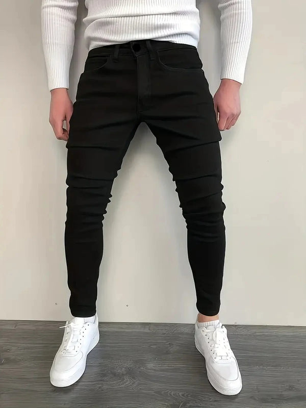 Men Jeans Stretch Skinny Denim Pants Slim Fit Trousers