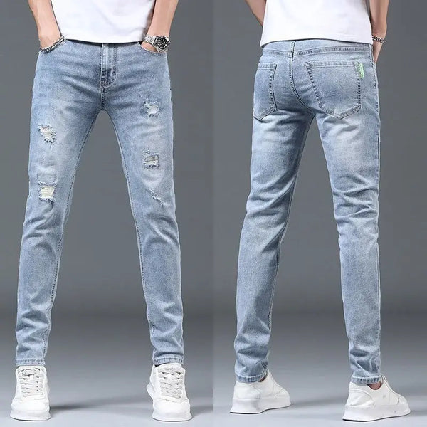 Luxury Summer Designer Korean Classic Streetwear Cowboy Pants for Men Casual Skinny Jeans