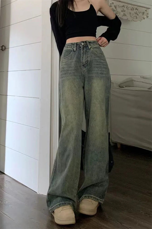 Vintage Wide Leg Jeans for Women - Stylish Casual Trousers Perfect for Spring Streetwear, Loose Fit High Waist Denim Pants Ideal for Effortless Wide Leg Jeans Outfit Inspirations