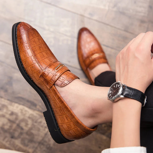 Stylish Italian Leather Penny Loafers for Men - Classic Dress Shoes for Weddings and Formal Events, Available in Big Sizes 38-48