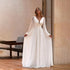Customized Wedding Dresses for Bride Long Sleeves V Neck Simple Bridal Gown with Pearls