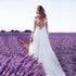 Long-Sleeved See-Through Lace Wedding Dress for Bridesmaid and Evening Events