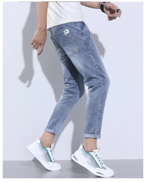 Korean Street Luxury Work Pants Men's Jogger Jeans Denim Wear