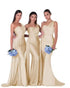 Mermaid Satin Corset Bridesmaid Dress for Wedding Party Gown with Ruched Detailing and Floor Length