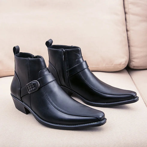 Retro Leather Chelsea Boots for Men - Stylish Pointed Toe Ankle Footwear
