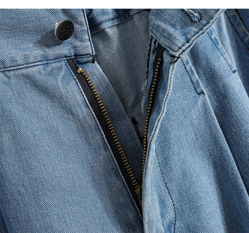 Women Casual Jeans Korean Style Streetwear Loose High Waist Denim Pants