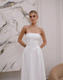 Simple Strapless Tea Length Satin A Line Wedding Dress Custom Made Bridal Gown