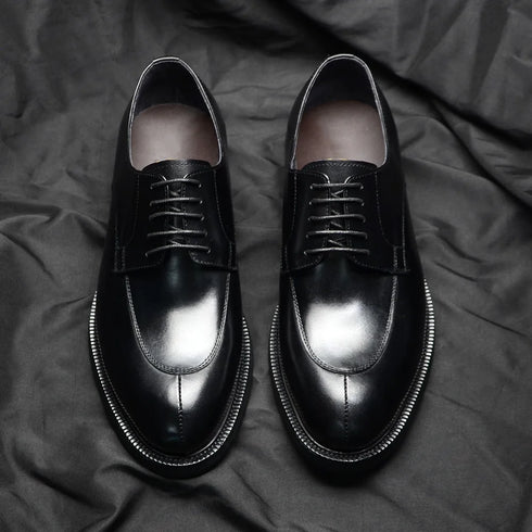 Classic Italian Luxury Men's Elegant Leather Lace Up Oxfords Business Footwear
