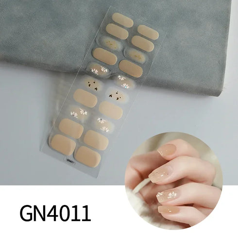 Waterproof Long Lasting Gel Nail Art Stickers for Stunning Full Cover Manicures - 9 Piece Set of Baking-Free Solid Color Decals