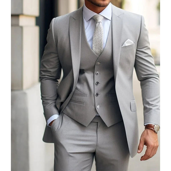 Men's Suits Slim Fit Formal Wedding Outfits 3 Piece Jacket Pants With Vest Custom Made