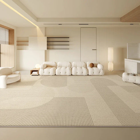 Geometric Cream Carpet Large Size Area Rug for Living Room Luxury Home Decoration Non-Slip Easy to Clean