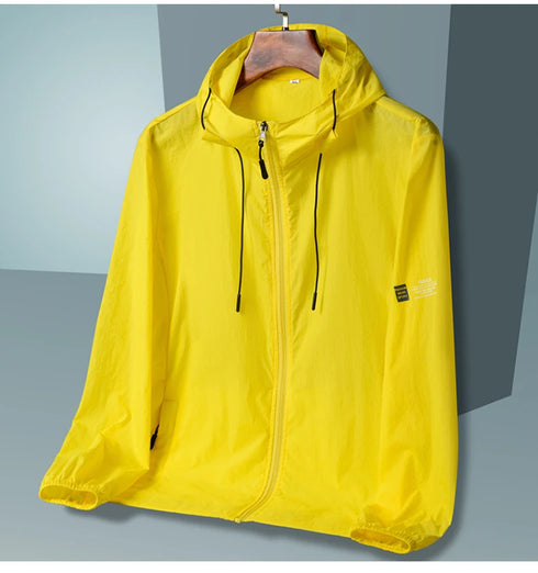 Summer Hooded Windbreaker Jacket for Men and Women - Quick Dry Sun Protection Clothing for Fishing and Hunting, Casual Outdoor Outerwear with Pockets