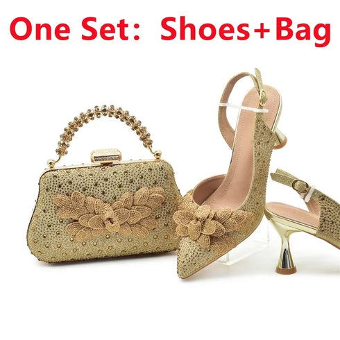 Luxury Italian Shoes and Bag Set for Women Wedding Pumps
