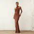 JULISSA MO Satin Sexy Hollow Out Maxi Dress for Elegant Parties