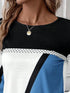 Casual Women's Geometric Print Long Sleeve T-Shirt Loose Fit O-Neck Tee