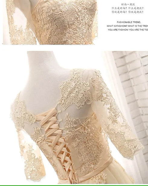 Bridesmaid Dress Elegant Floor-Length Organza Backless Lace With Built-In Bra Bridesmaid Dress Lace Appliques