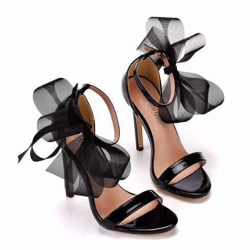 Elegant Women's Sandals with Pointed Toe and Butterfly Knot for Wedding and Office Wear