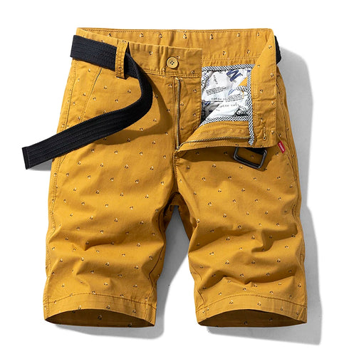 Summer Men Cotton Print Cargo Shorts Casual Breeches Jogger Pants