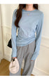 Slim Fit Long Sleeve O Neck T Shirt for Women Casual Streetwear Tops