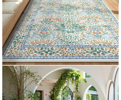 Large Machine Washable Bohemian Flower Carpet for Living Room and Bedroom Decoration