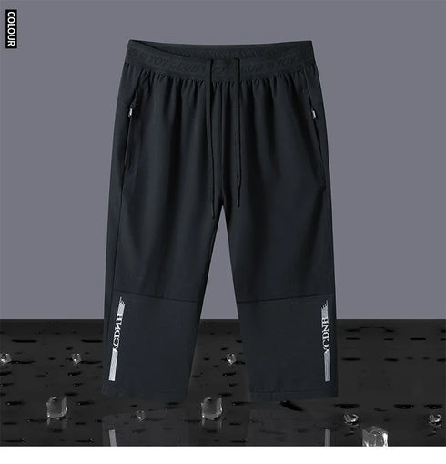 Men's Summer Shorts Breeches Light Long Calf Length Bermuda Quick Dry Elastic Waist Band