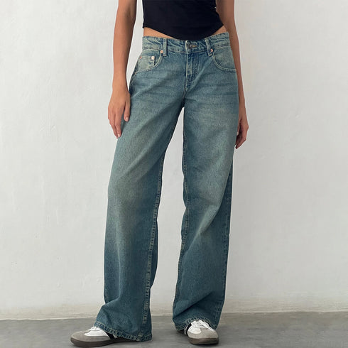 Women Wide Leg Jeans Casual High Waist Baggy Denim Pants