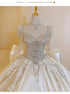 Sweet Square Collar Satin Wedding Dress Plus Size Ball Gown