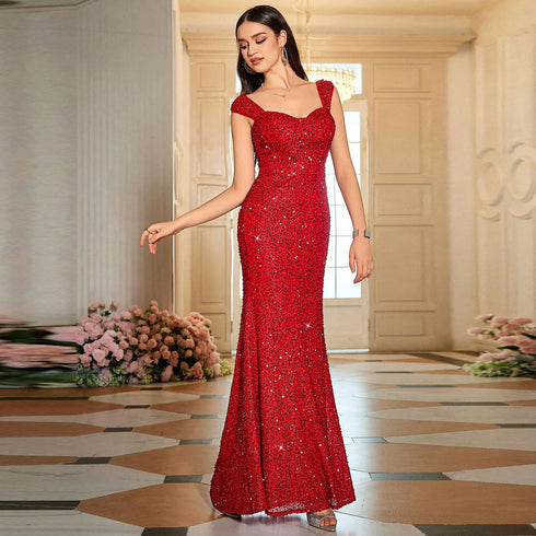 Luxury Off Shoulder Sequined Mermaid Dress Elegant Party Evening Wear