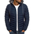 Oversized Men's Detachable Hat Padded Hooded Cardigan with Drawstring - Thick Warm Winter Jacket Outerwear for Casual Style