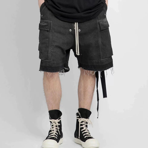 Ro Style Ribbons Streetwear Multi-pockets Cargo Shorts for Men
