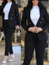 Chic Women's Long Sleeve Suit with Slim-Fit Wrap Buttock Pencil Pants – Elegant 2 Piece Office Ensemble for Autumn and Winter Fashion