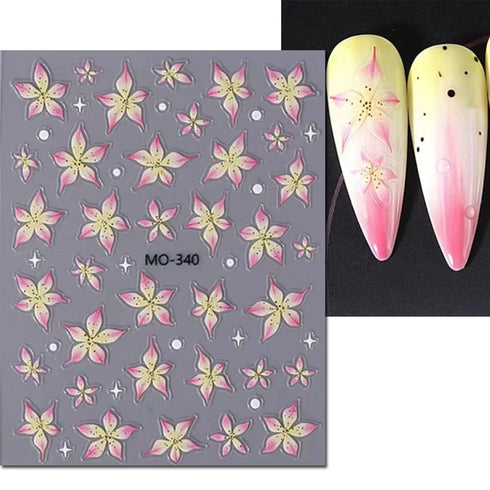 5D Embossed Nail Art Stickers - Semi-Transparent White Bowknots Adhesive Sliders for Creative Manicure Decorations and Nail Art Accessories